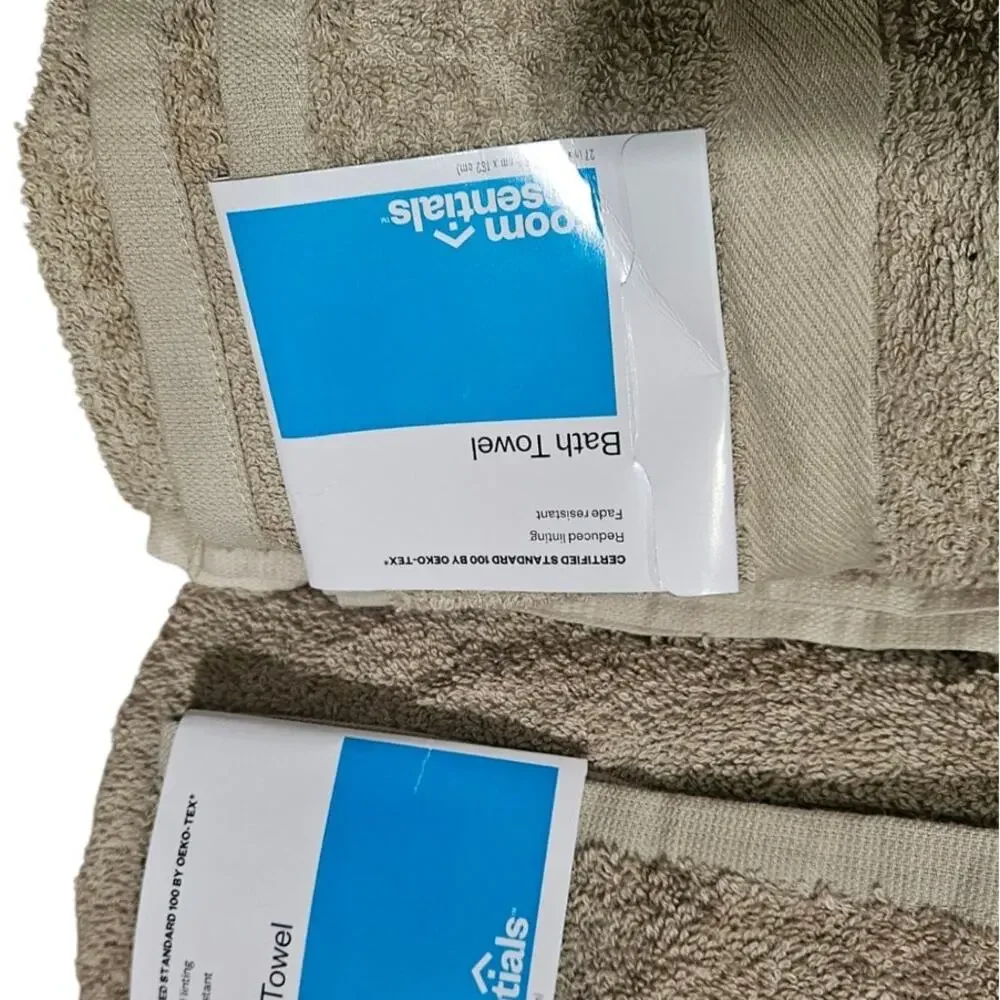 Room Essentials Bath Towels Set of 2 Tan Taupe OEKO-TEX Fade Resistant NWT